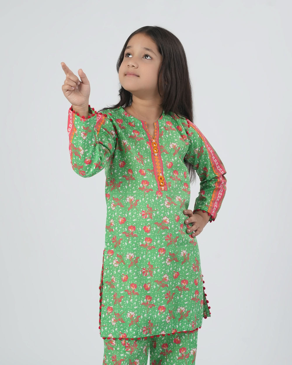 Eminent Girls Printed Shalwar Suit - Green