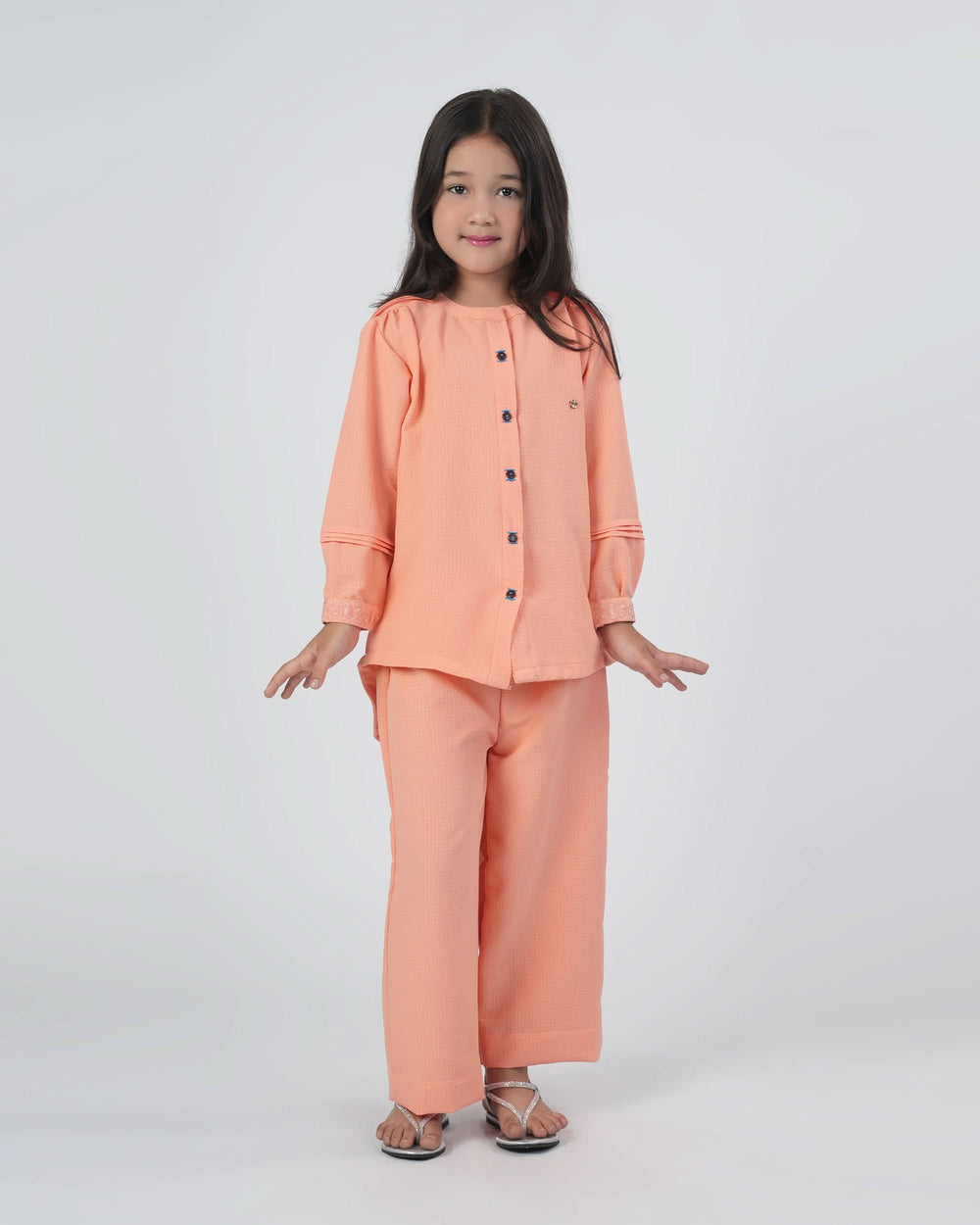 Eminent Girls Solid Seersucker Co-Ord Set