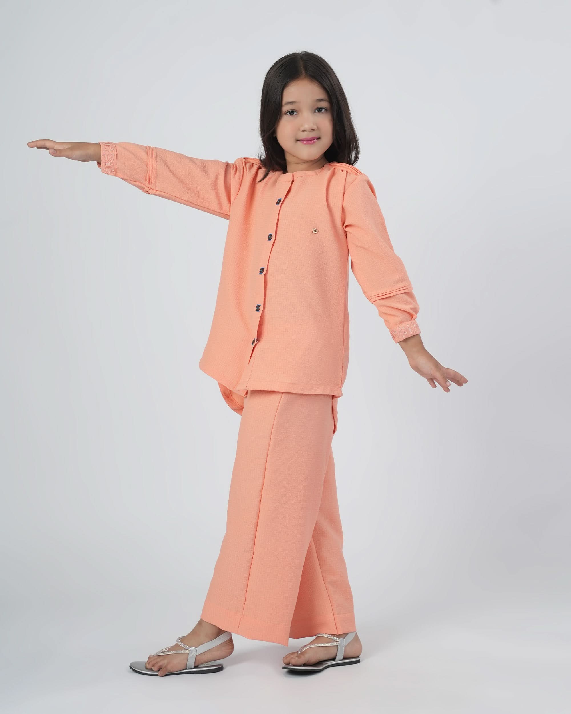 Eminent Girls Solid Seersucker Co-Ord Set