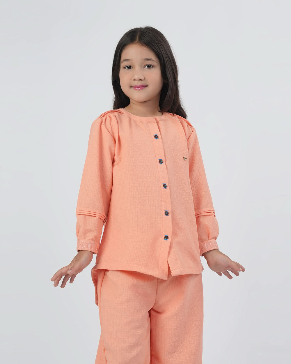 Eminent Girls Solid Seersucker Co-Ord Set