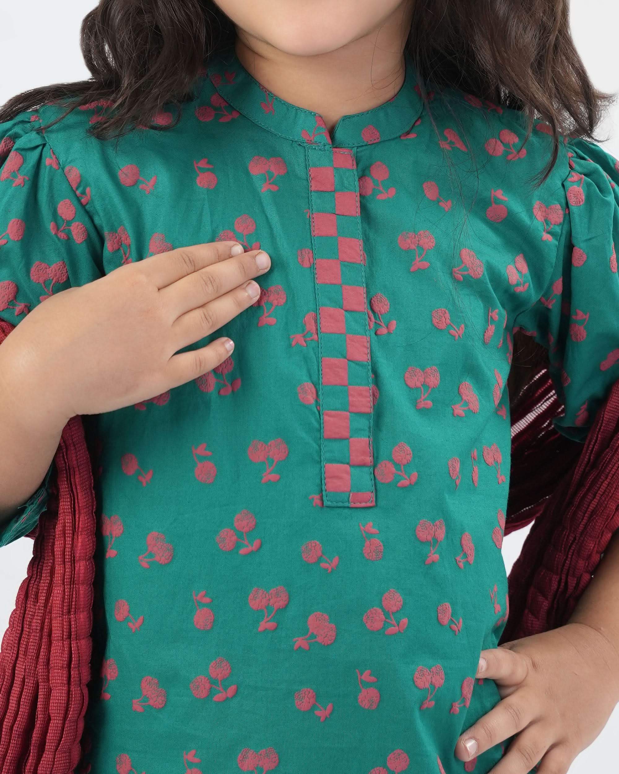 Eminent Girls 03 Pcs Suit - Green