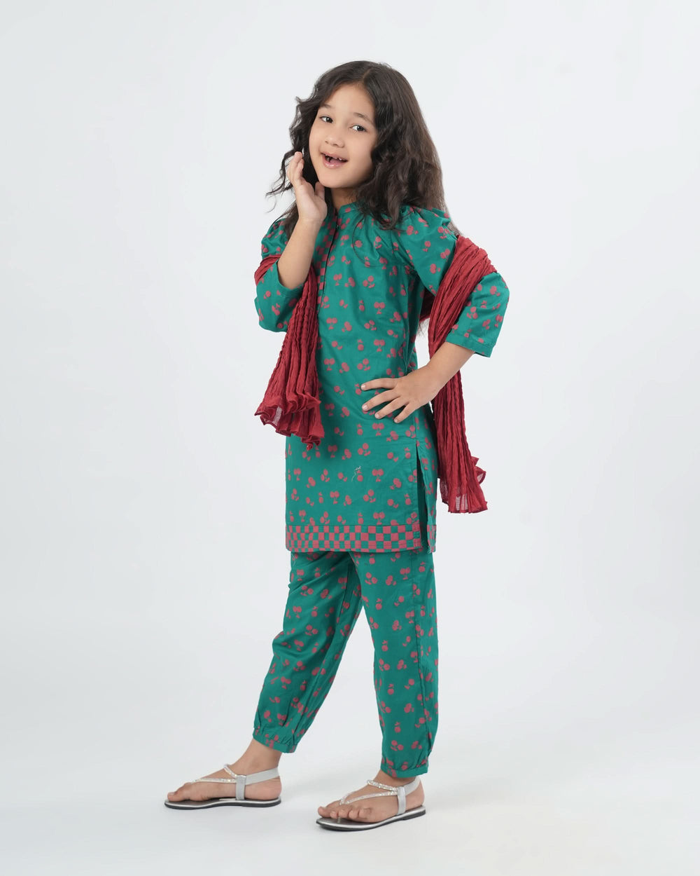 Eminent Girls 03 Pcs Suit - Green