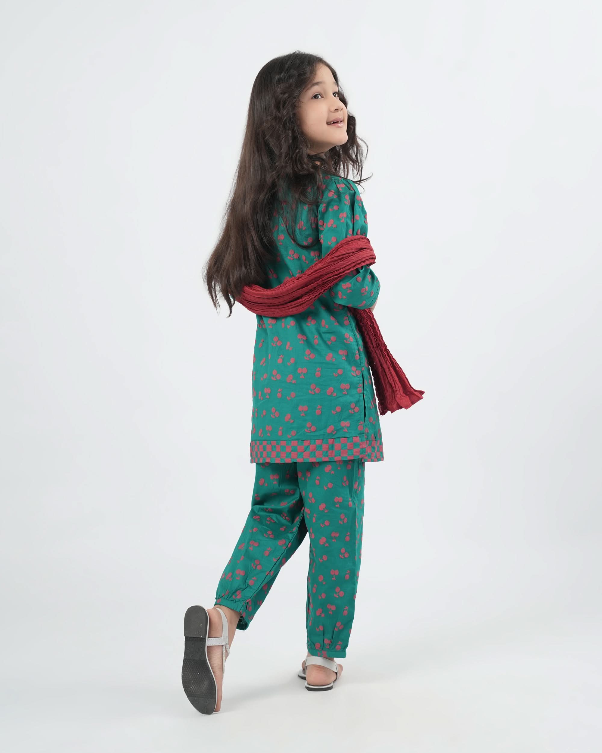 Eminent Girls 03 Pcs Suit - Green