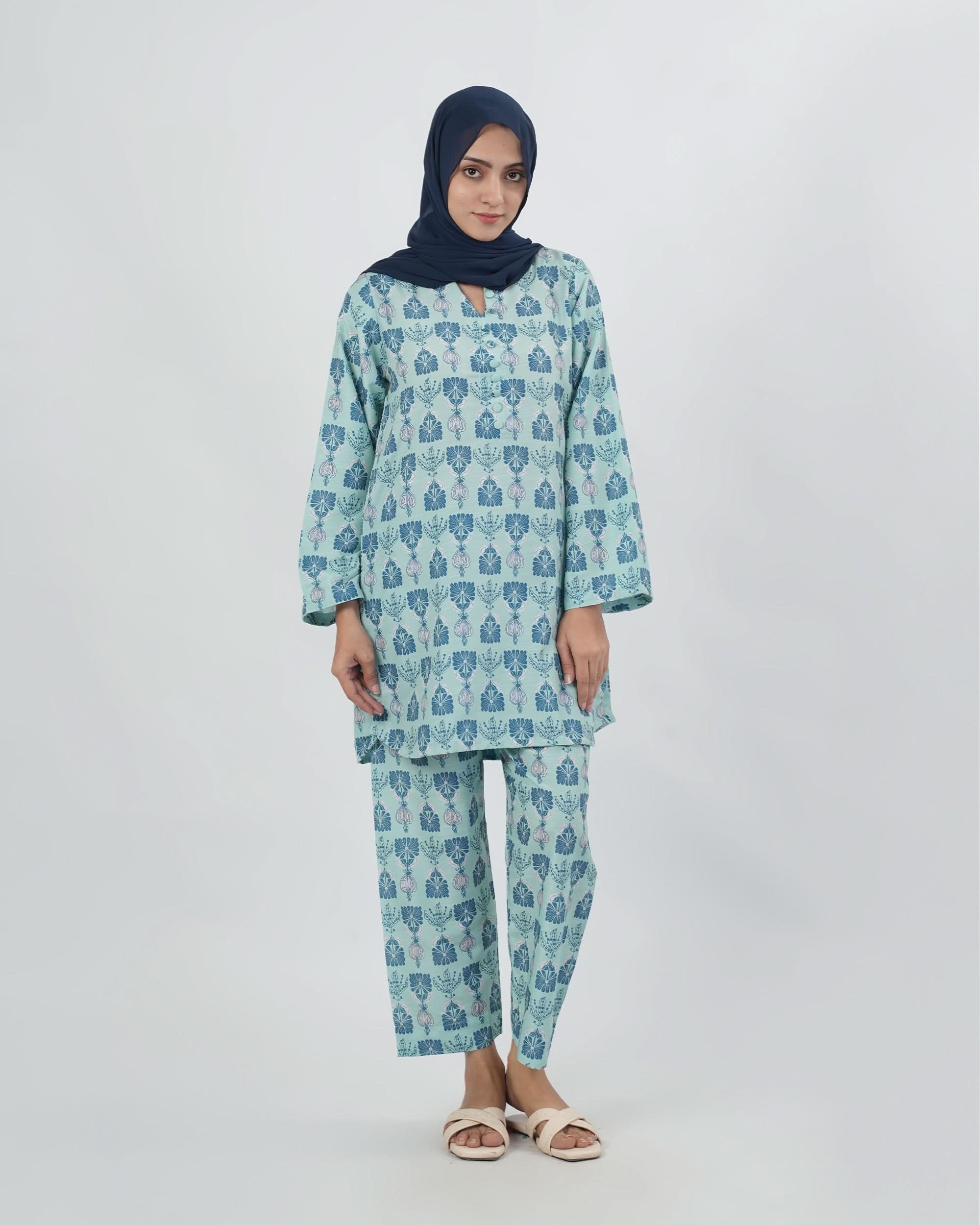 Valuables Women Slub Printed 2Pcs Suit