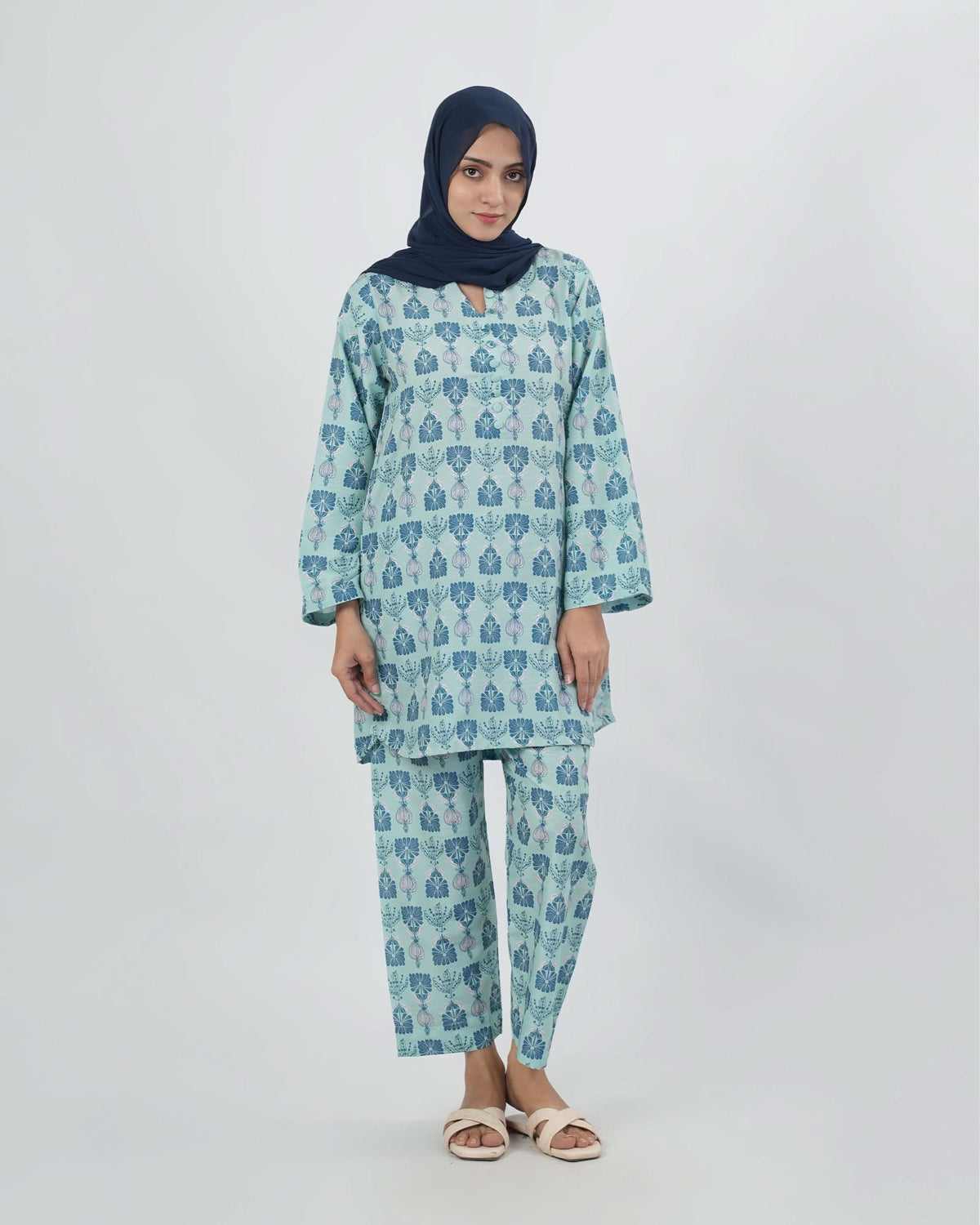Valuables Women Slub Printed 2Pcs Suit
