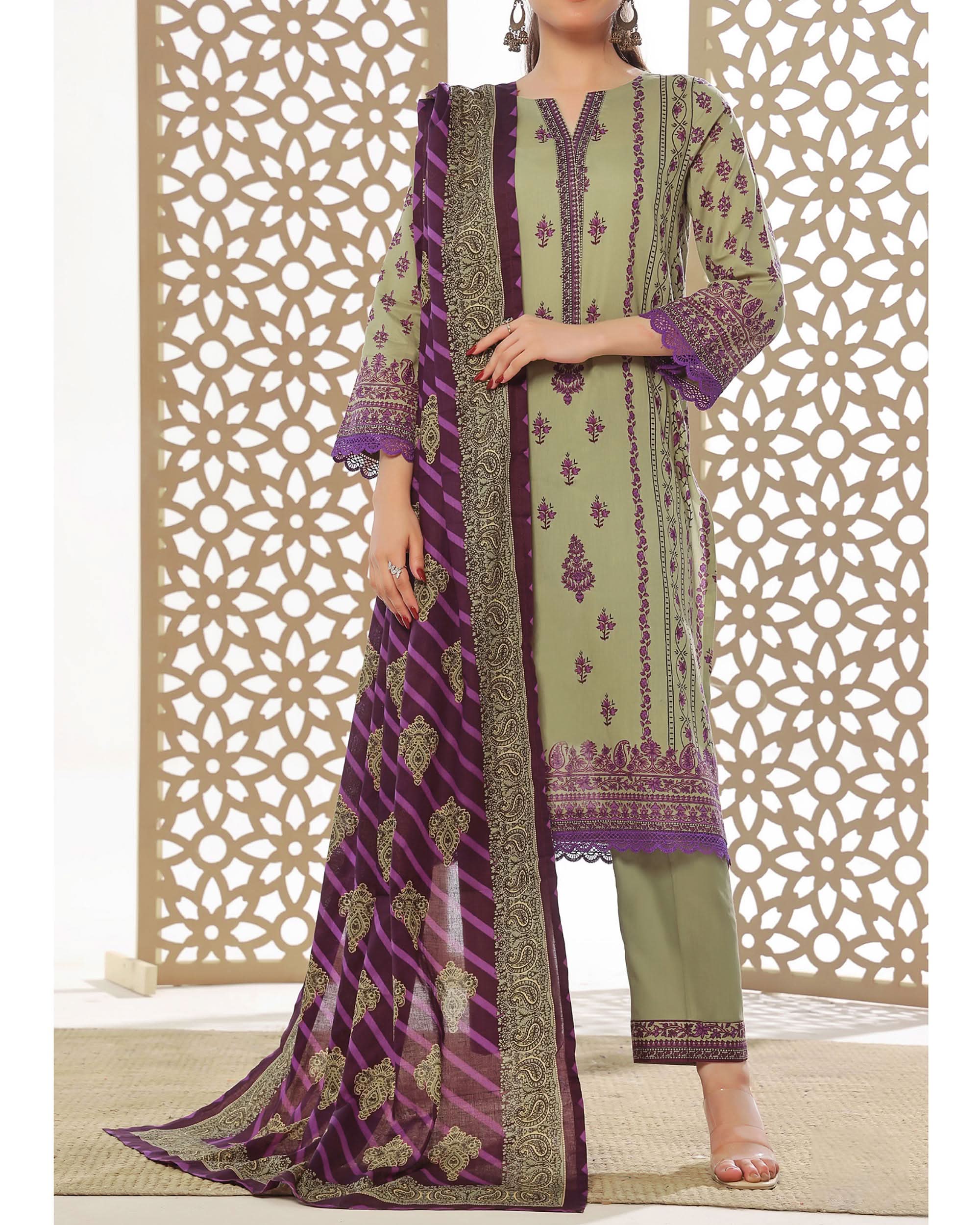 DAMAN Exclusive Lawn Printed 3-Piece Suit By VS Textile V-4