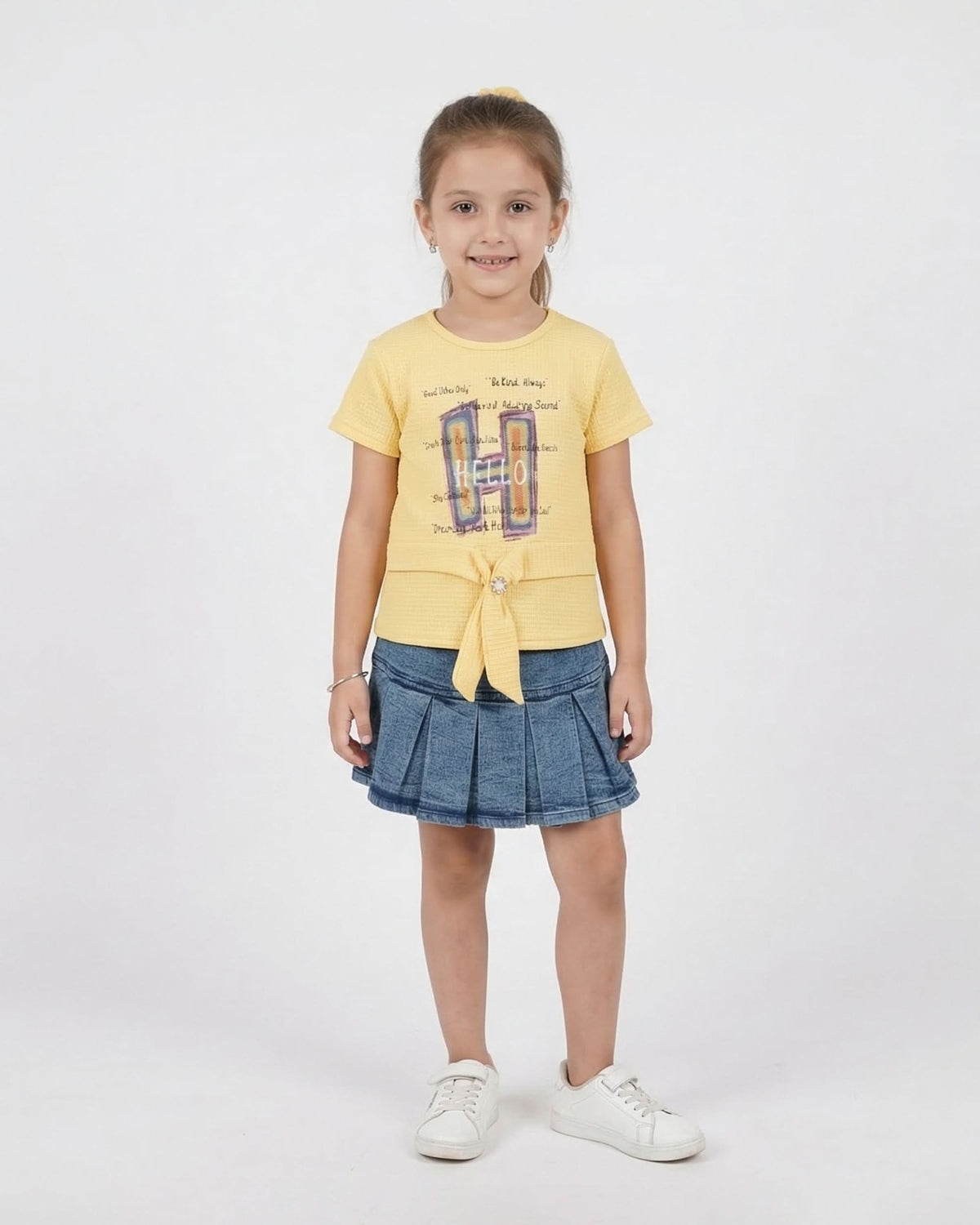 Valuables Girls Half Sleeves Skirt Suit