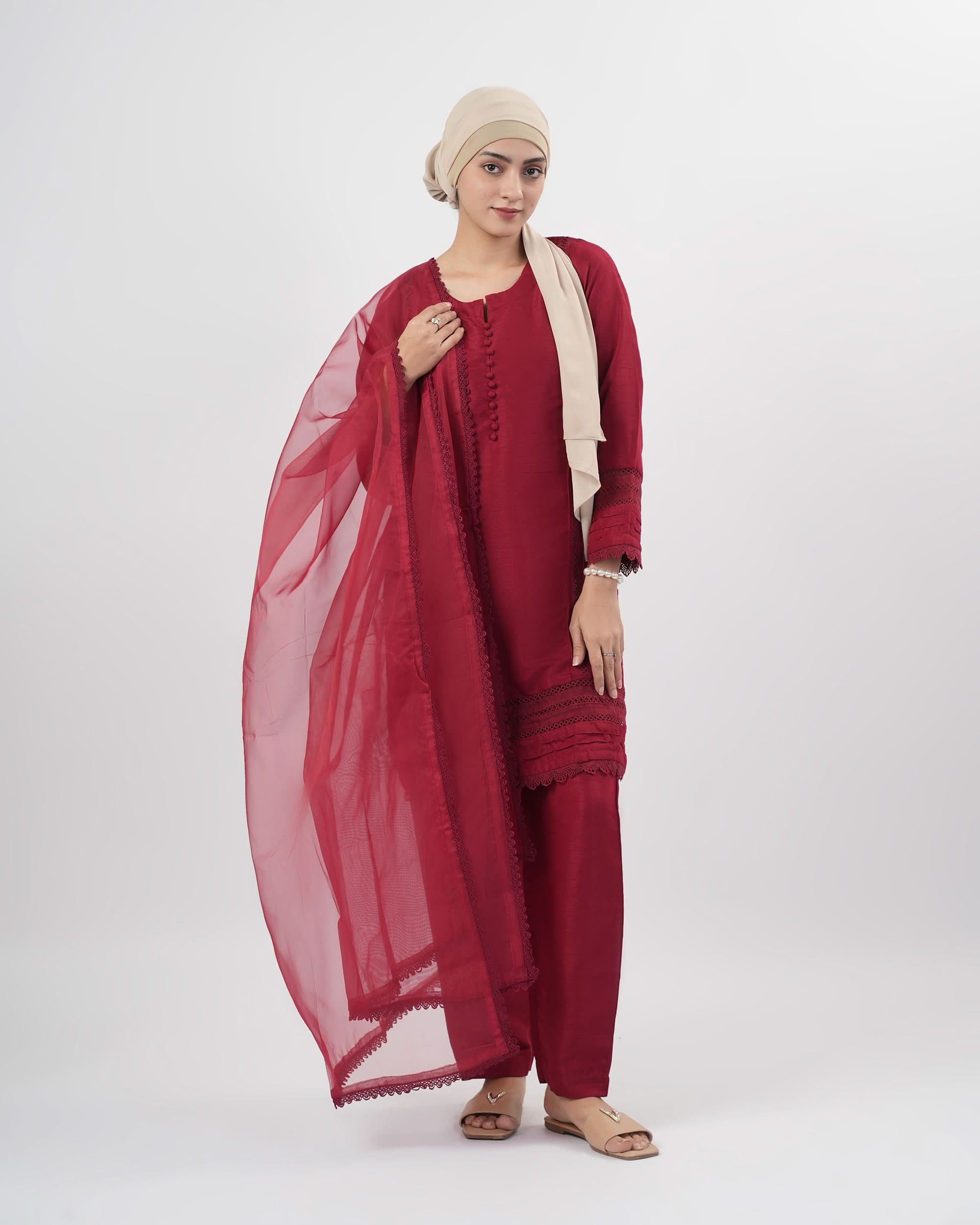 Valuables Women Raw Silk 3Pcs Suit