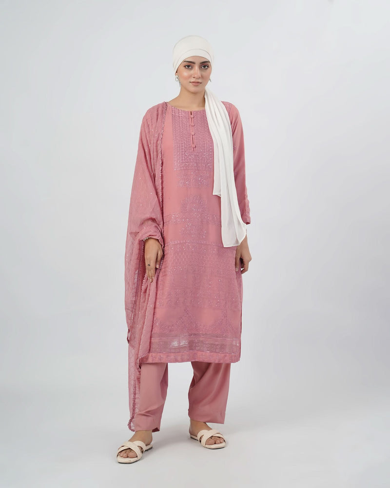 Valuables Women Chiffon Embroidered 3-Piece Suit
