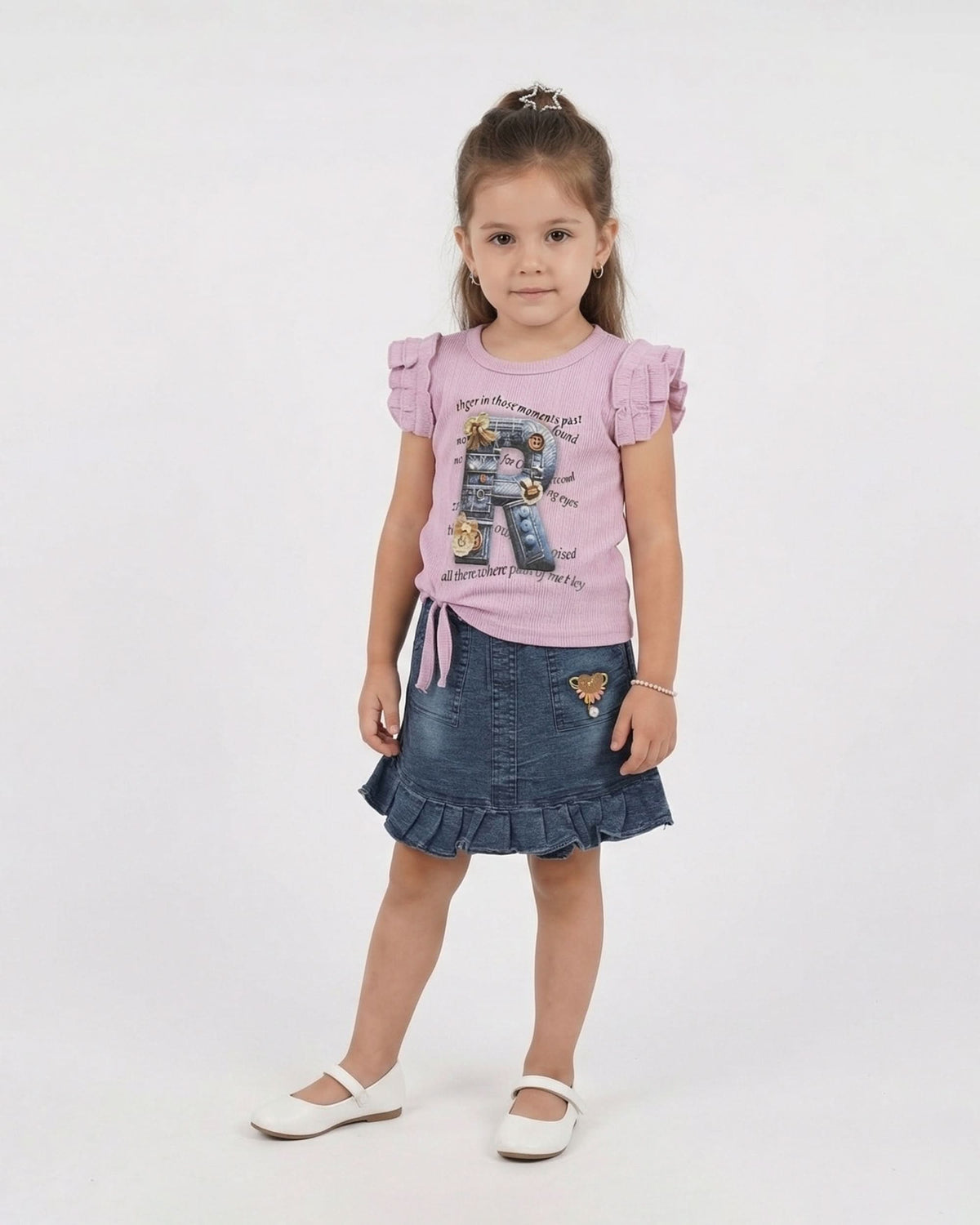 Valuables Girls Half Sleeves Skirt Suit