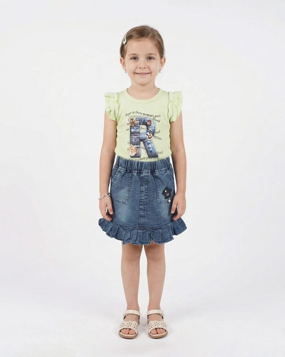 Valuables Girls Half Sleeves Skirt Suit