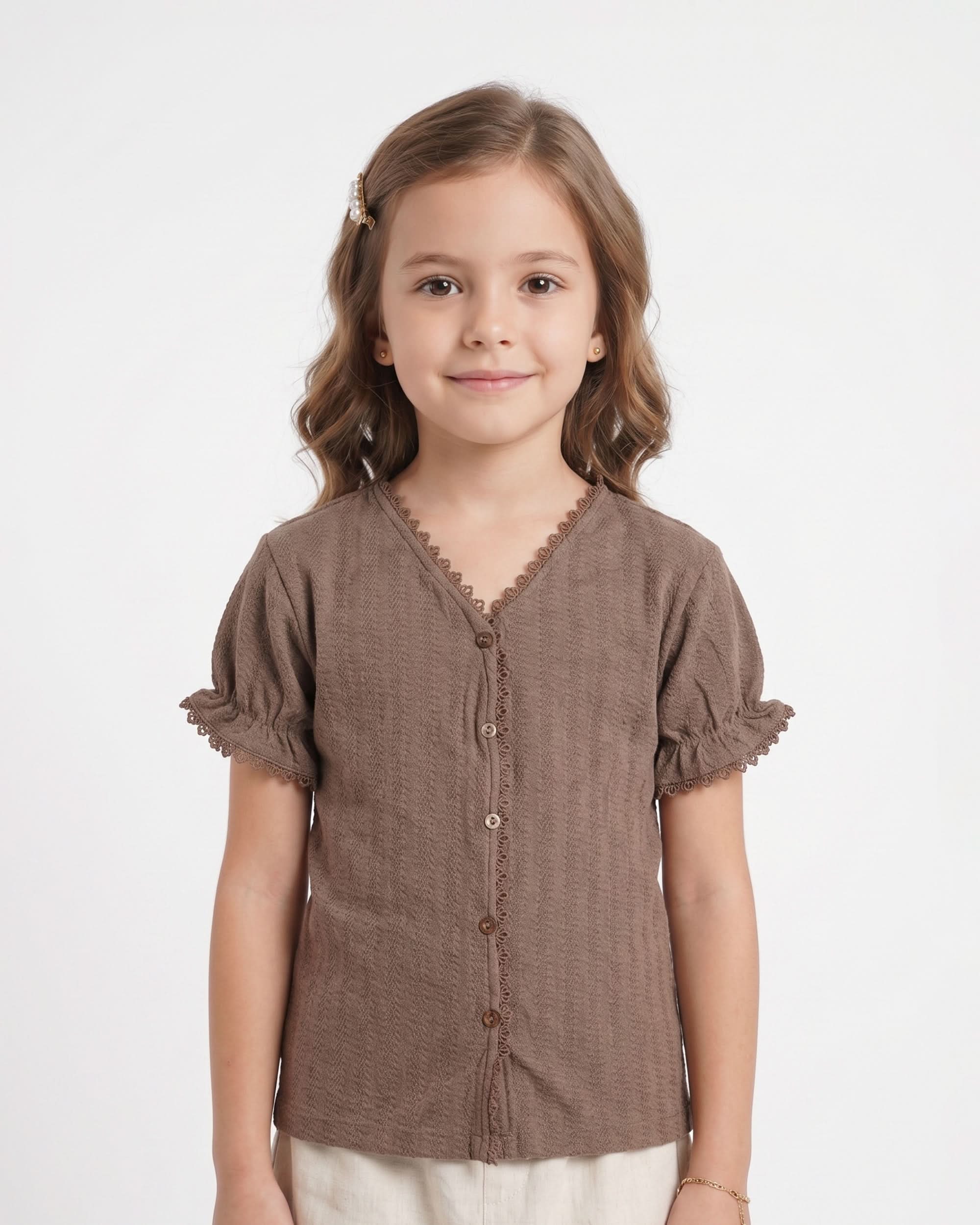 Eminent Girl's Solid Textured T-Shirt