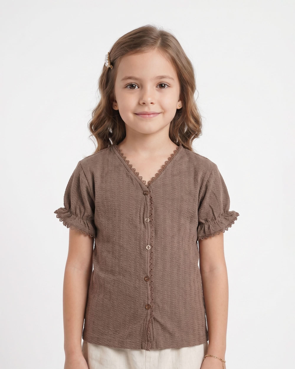 Eminent Girl's Solid Textured T-Shirt