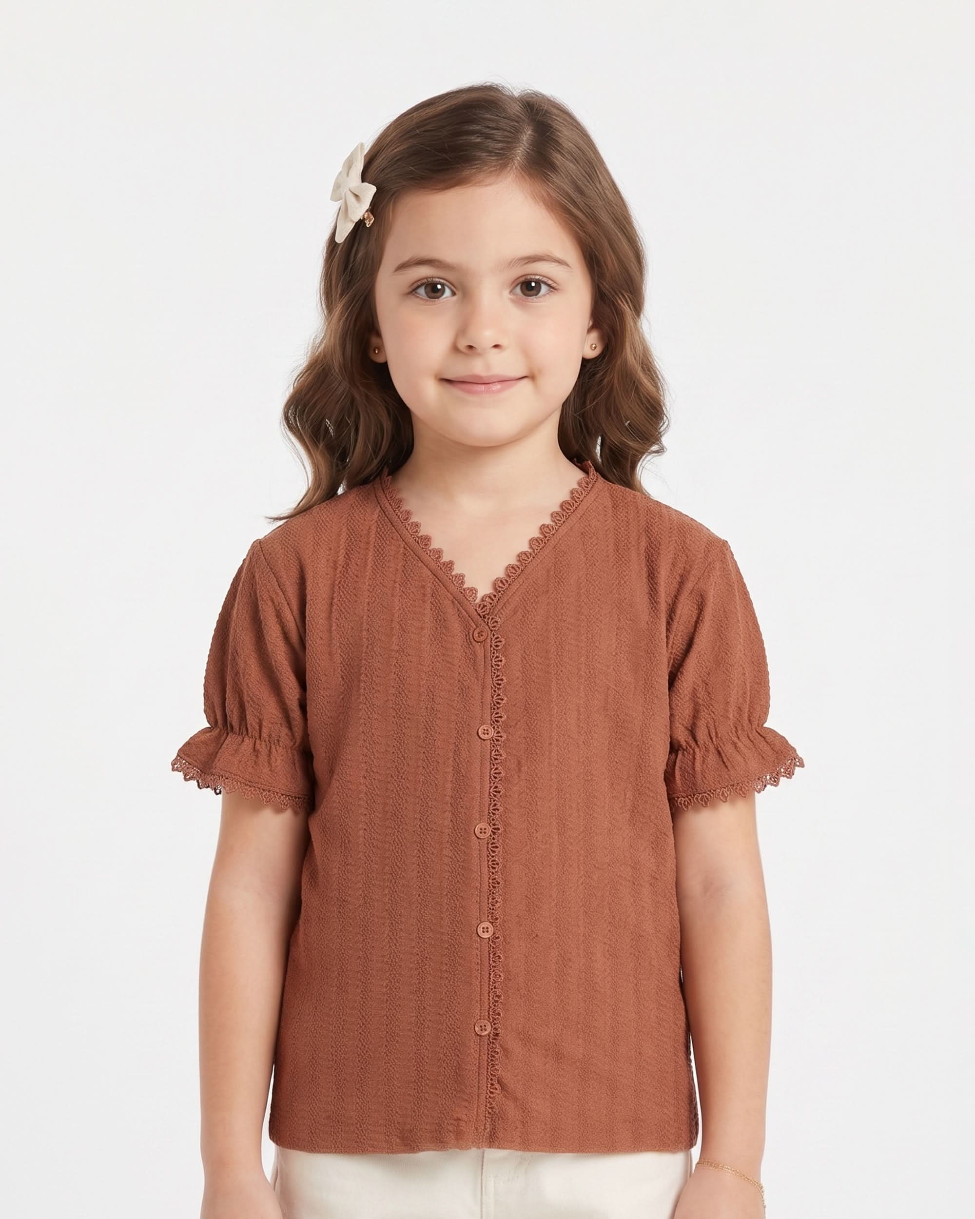 Eminent Girl's Solid Textured T-Shirt