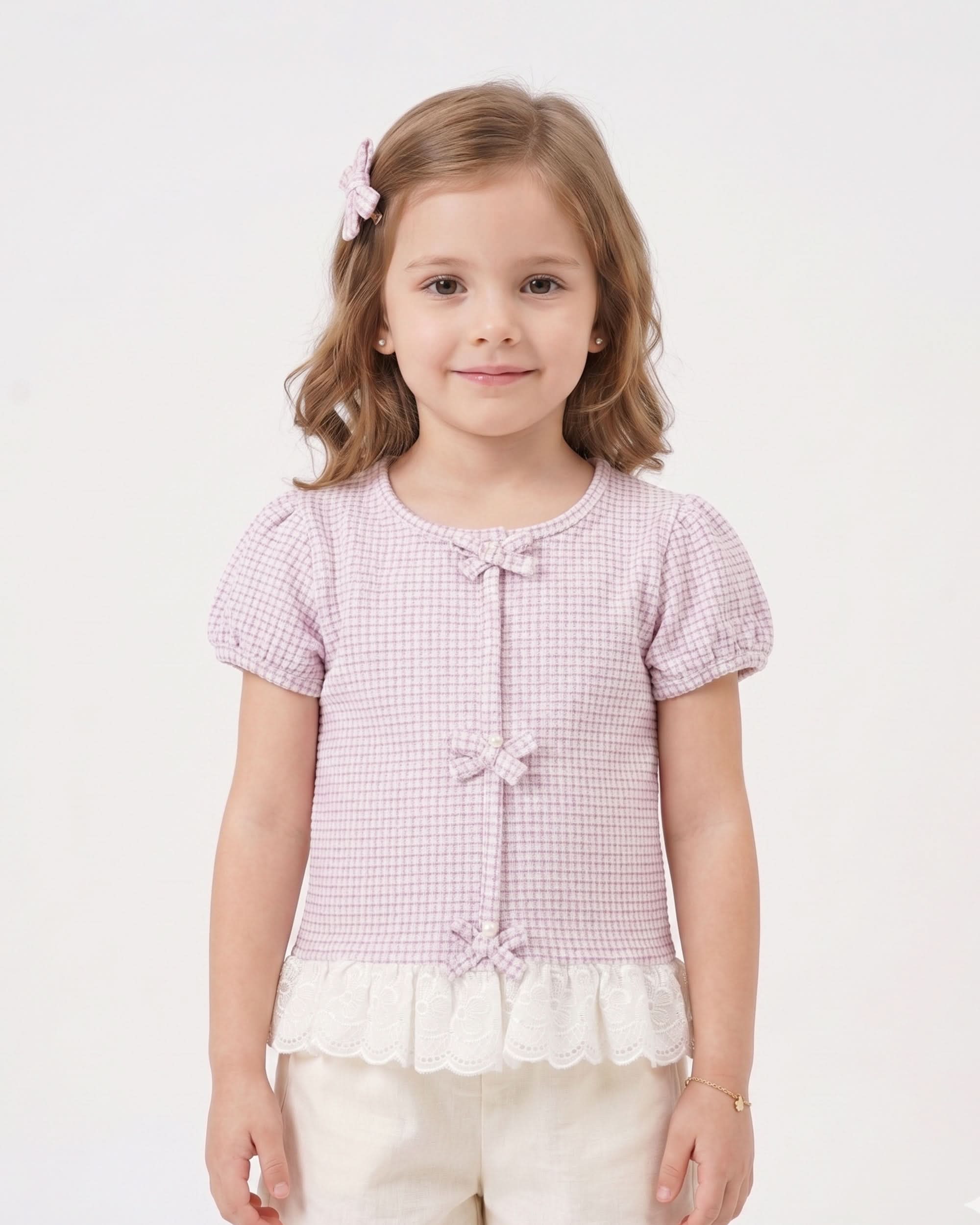 Girls’ Solid Textured T-Shirt