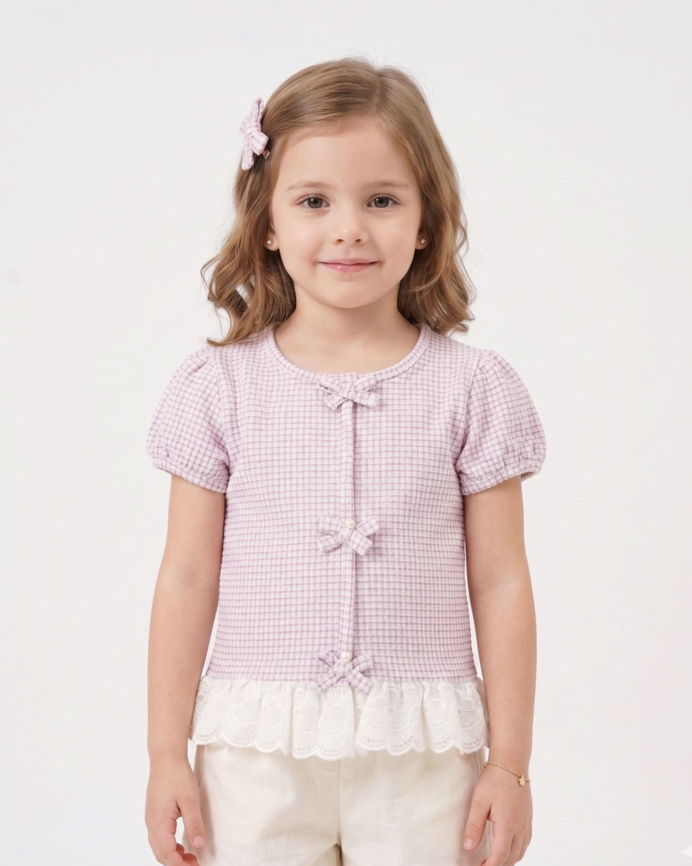 Girls’ Solid Textured T-Shirt