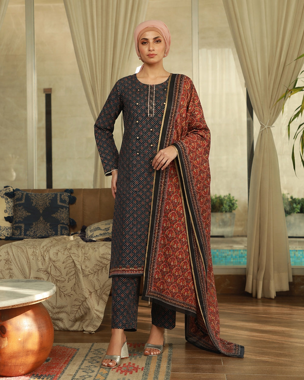 Valuables Exclusive Digital Printed 3Pc Suit - 3