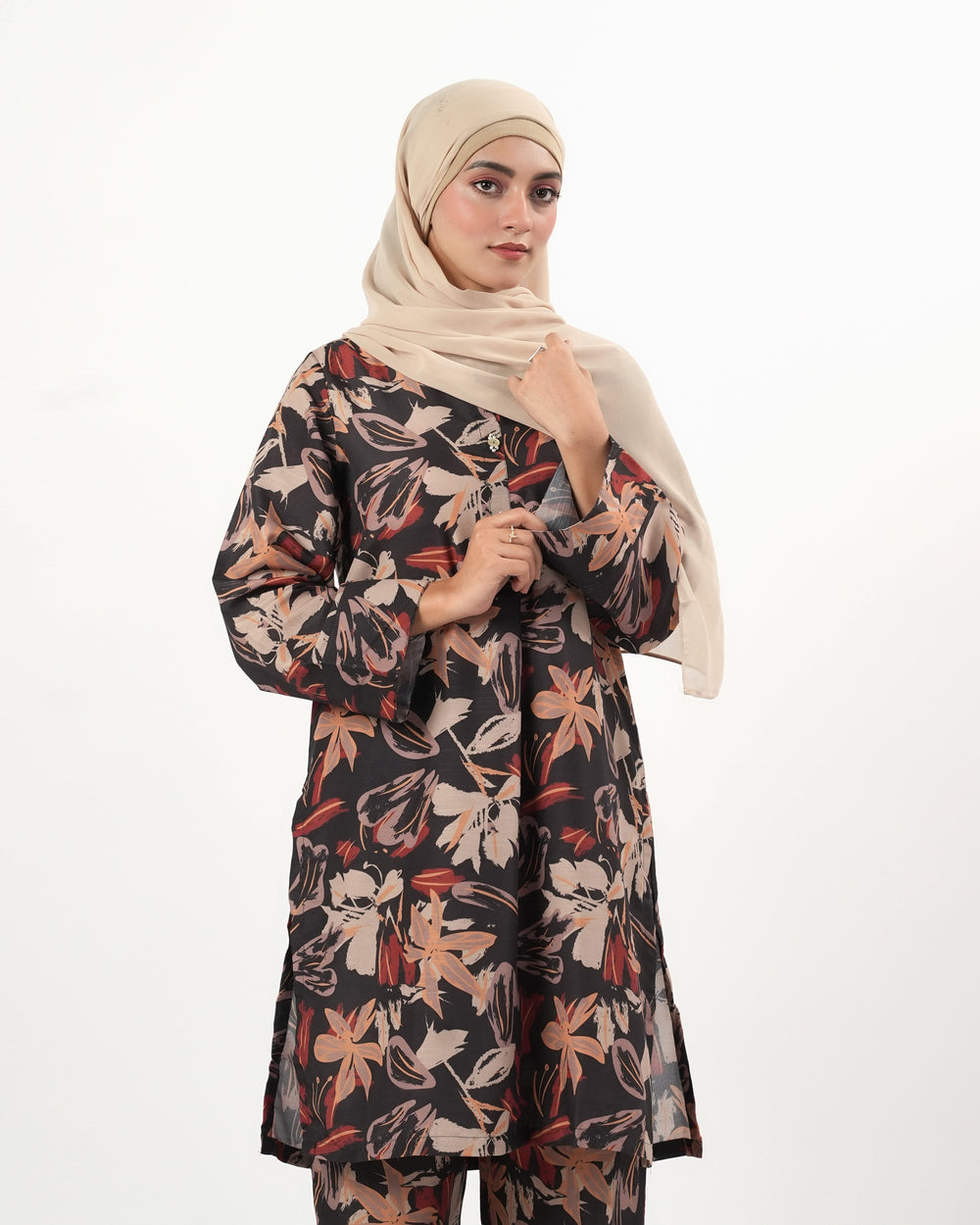 Valuables Women’s Printed Slub 2Pcs Suit