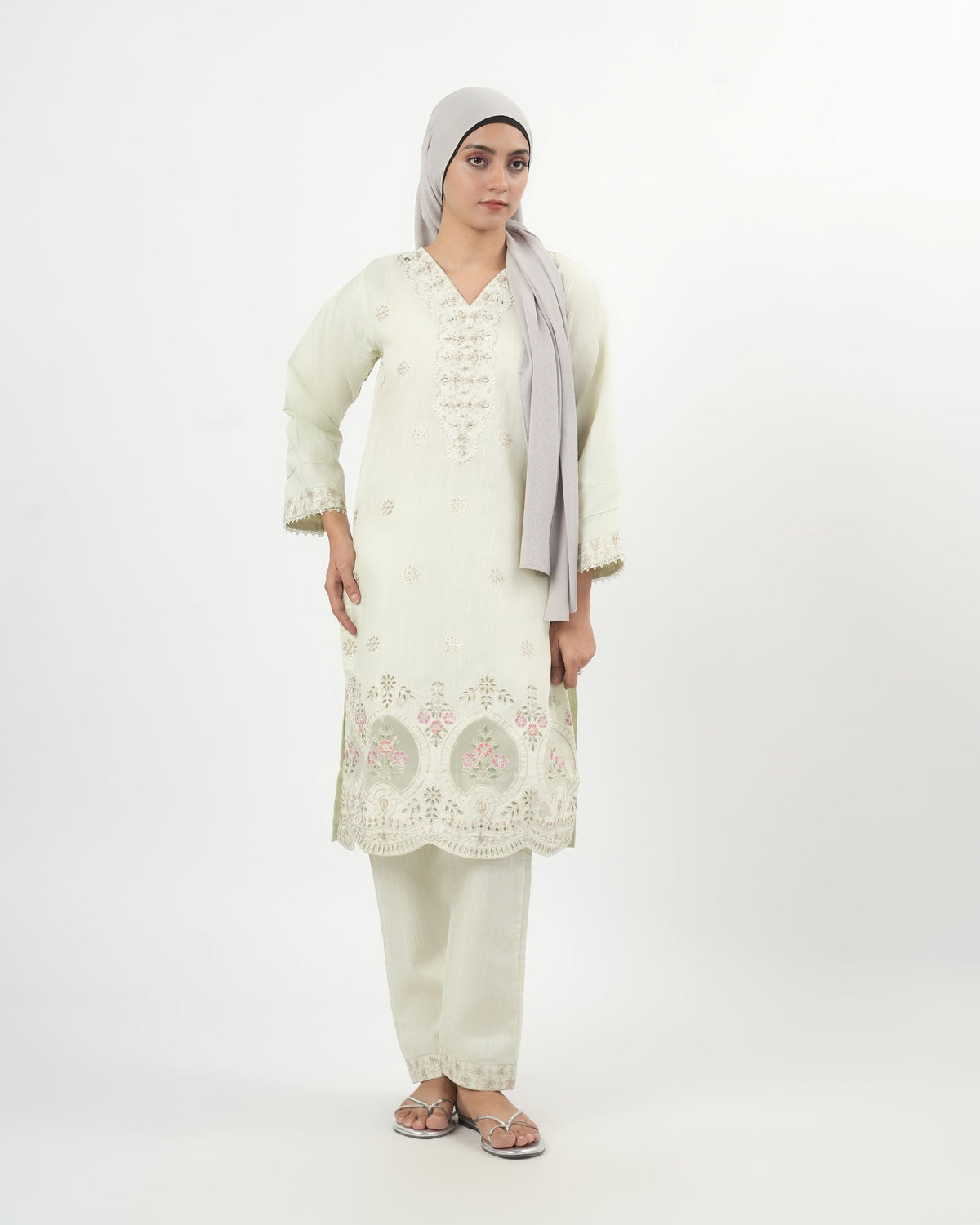 Valuables Women's Embroidered 2Pc Suit