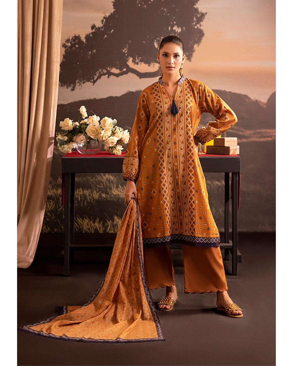 Women's Printed Suit 3-Pc - Inspired by Khaddi - 6