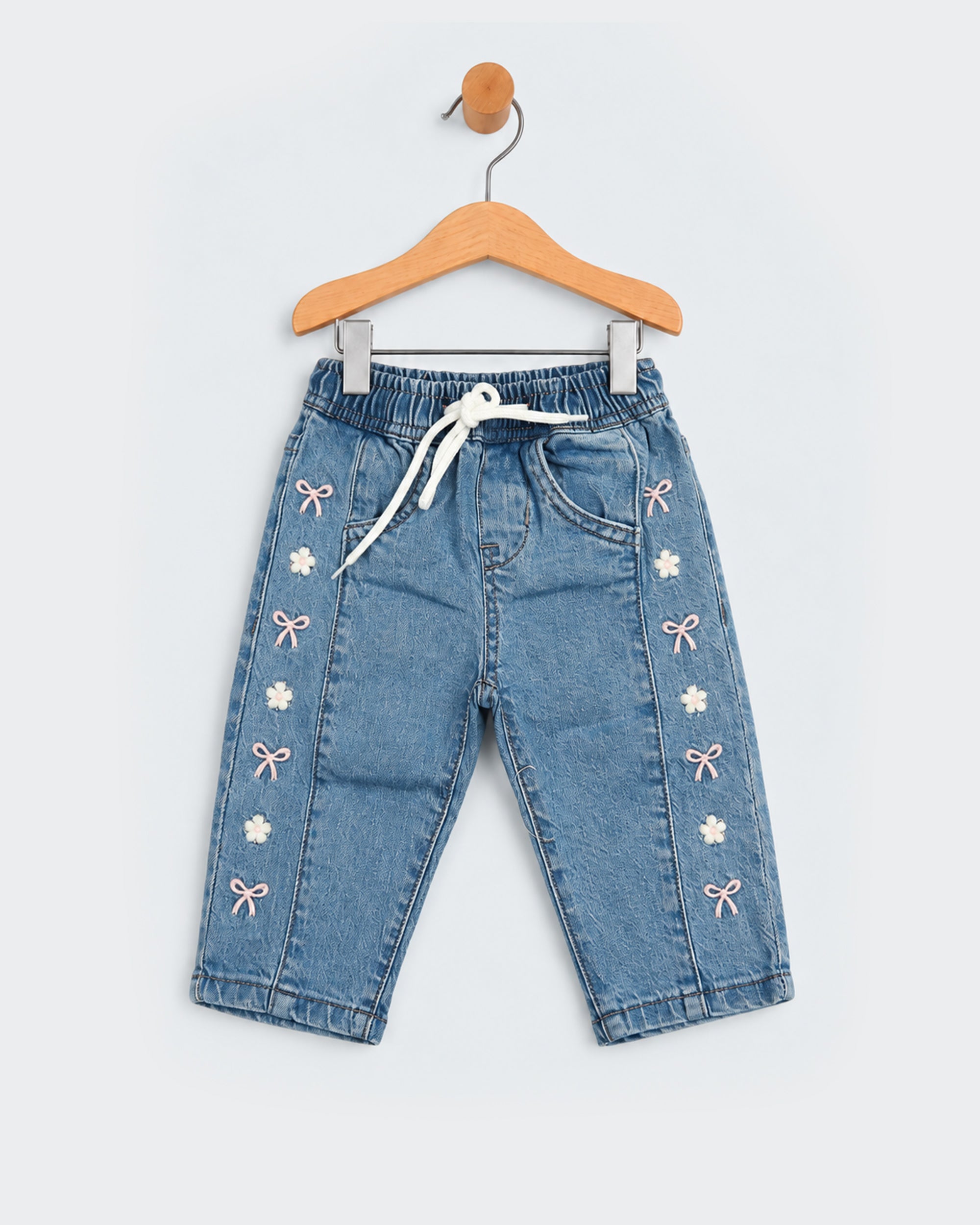 Eminent Newborn Girls Embroidered Denim Pants