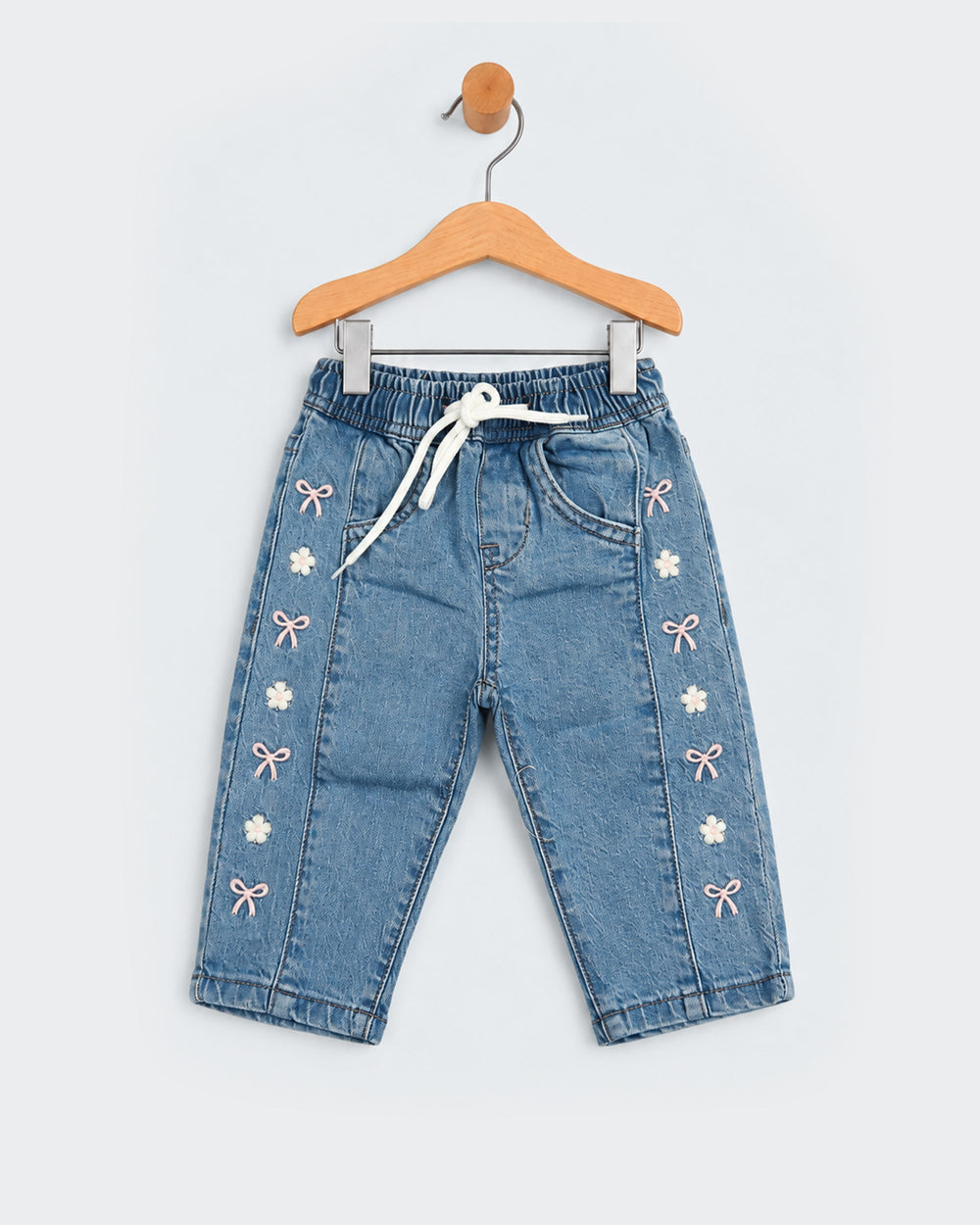 Eminent Newborn Girls Embroidered Denim Pants