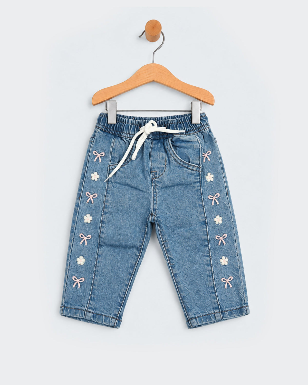 Eminent Newborn Girls Embroidered Denim Pants