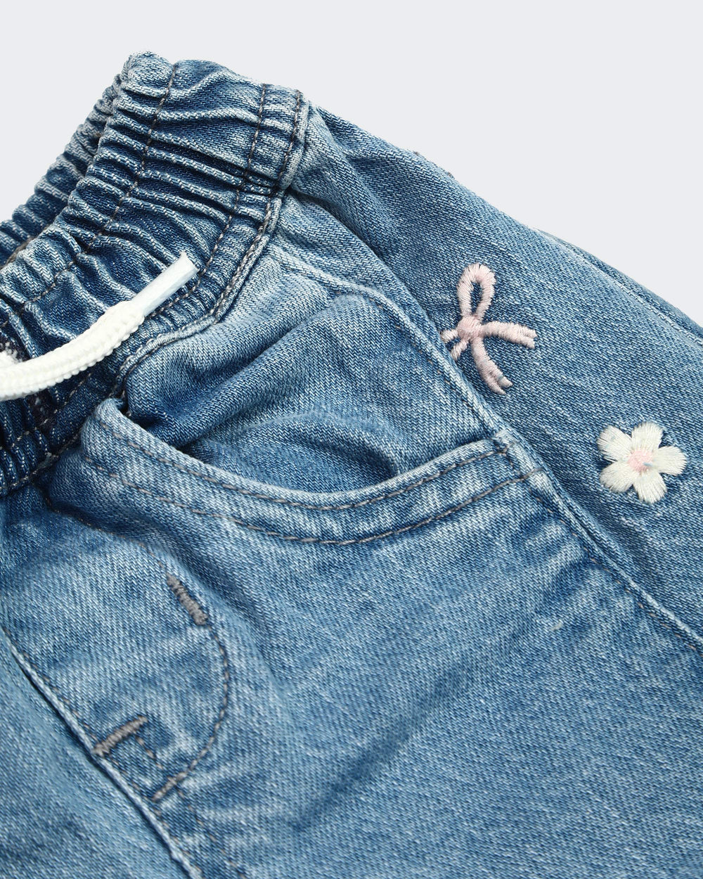 Eminent Newborn Girls Embroidered Denim Pants