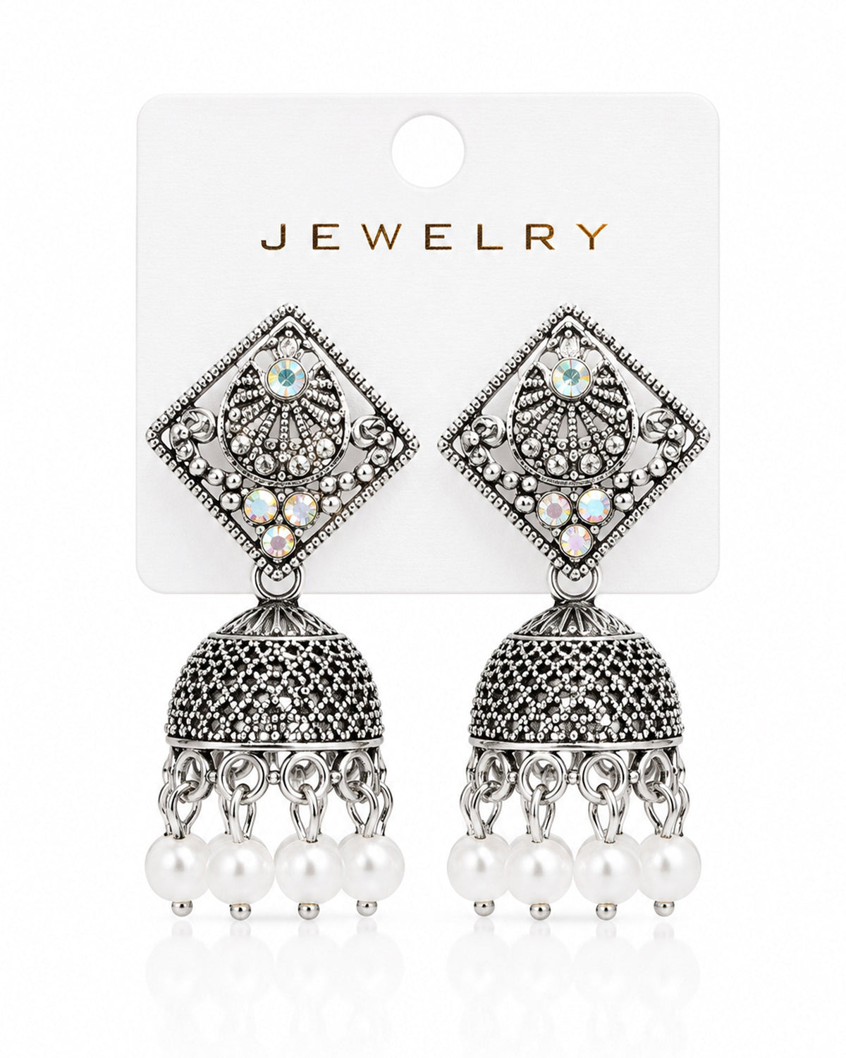 Antique Silver Jhumki Earrings