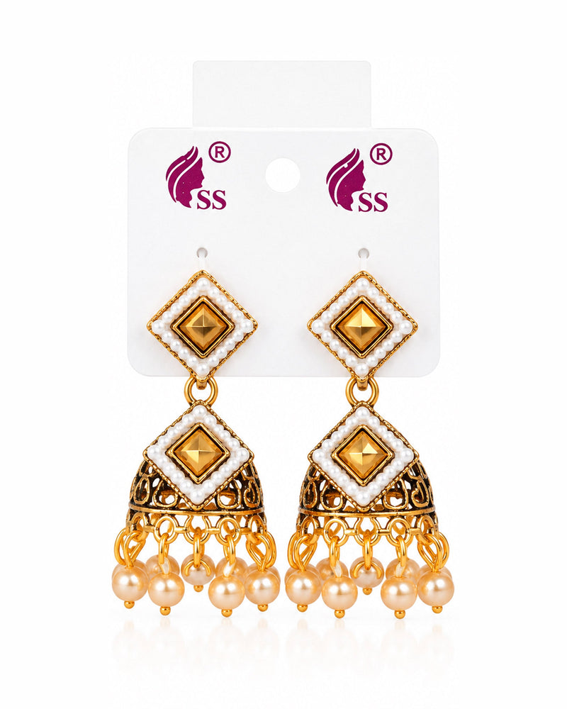 Antique Golden Jhumki Earrings