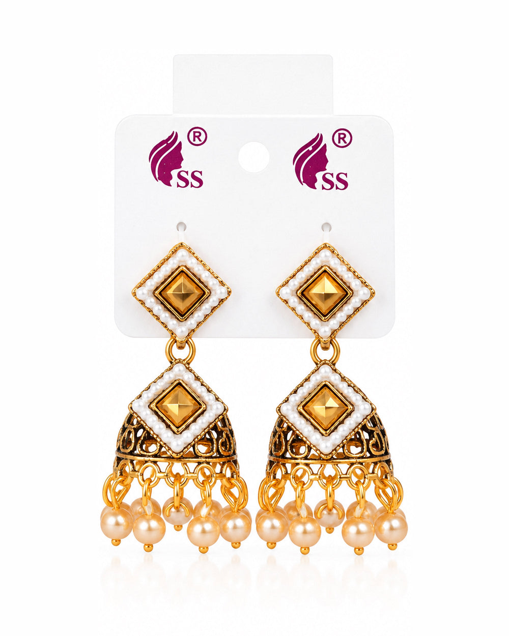 Antique Golden Jhumki Earrings
