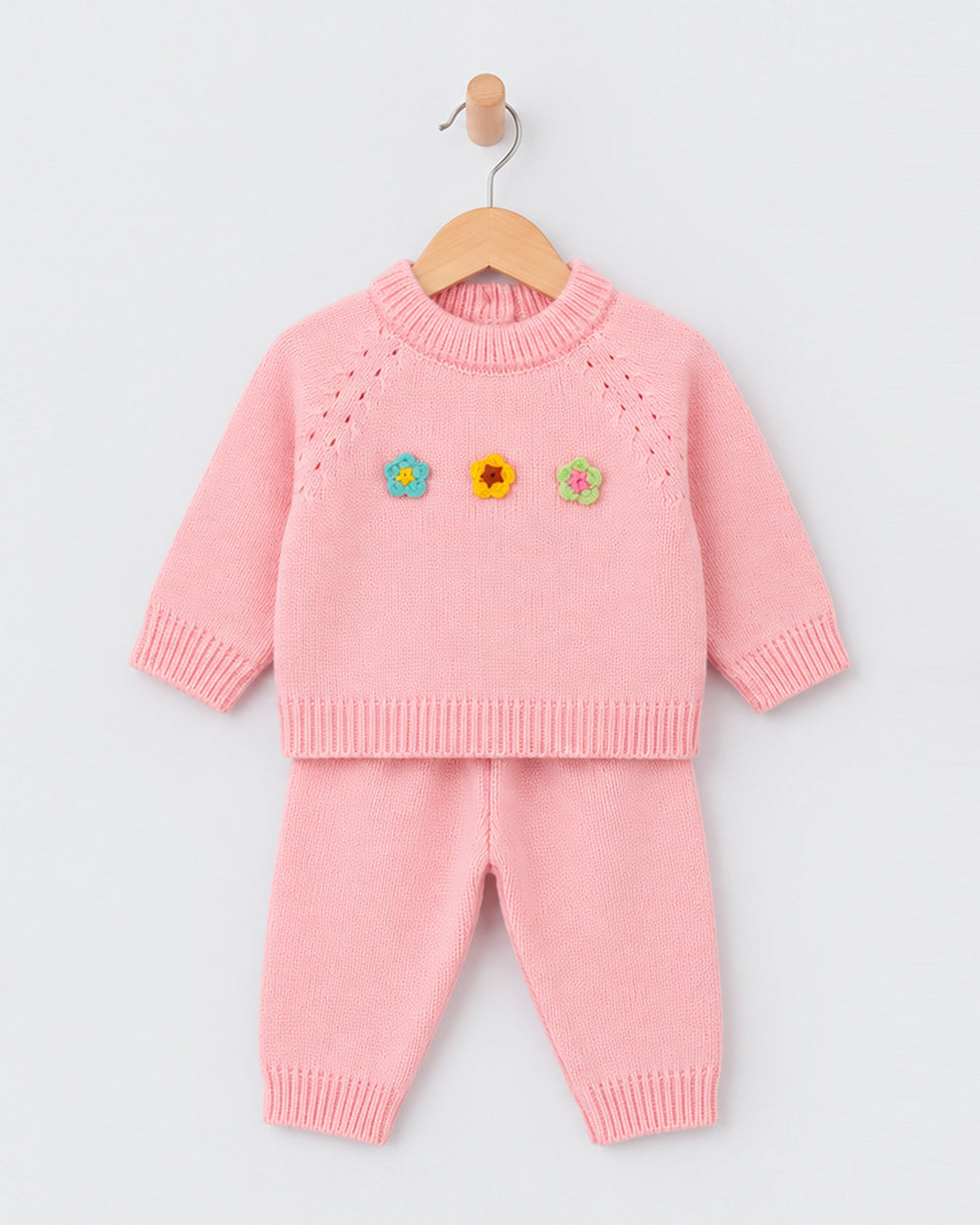 Eminent Newborn Girls Floral Applique Sweater Suit