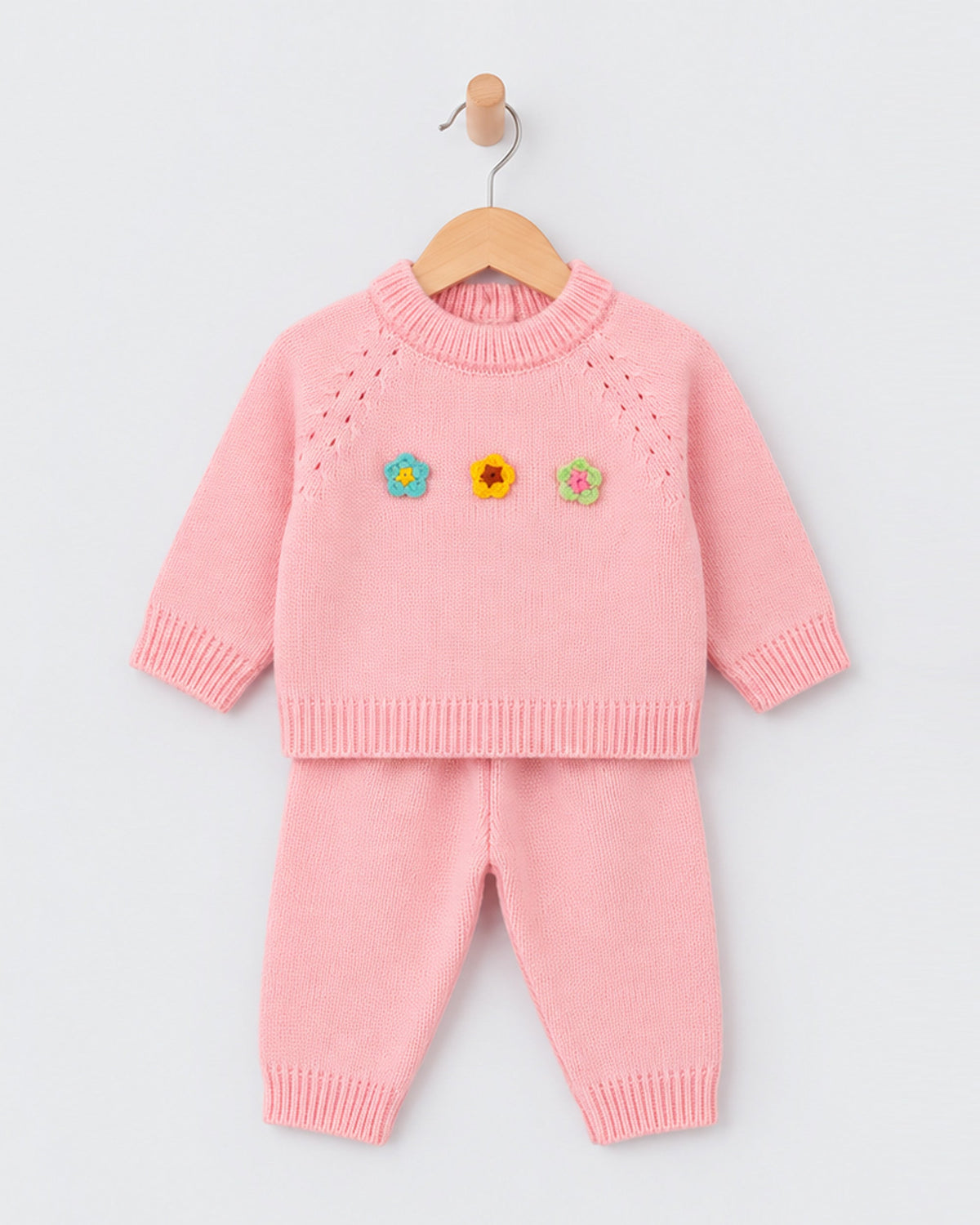 Eminent Newborn Girls Floral Applique Sweater Suit