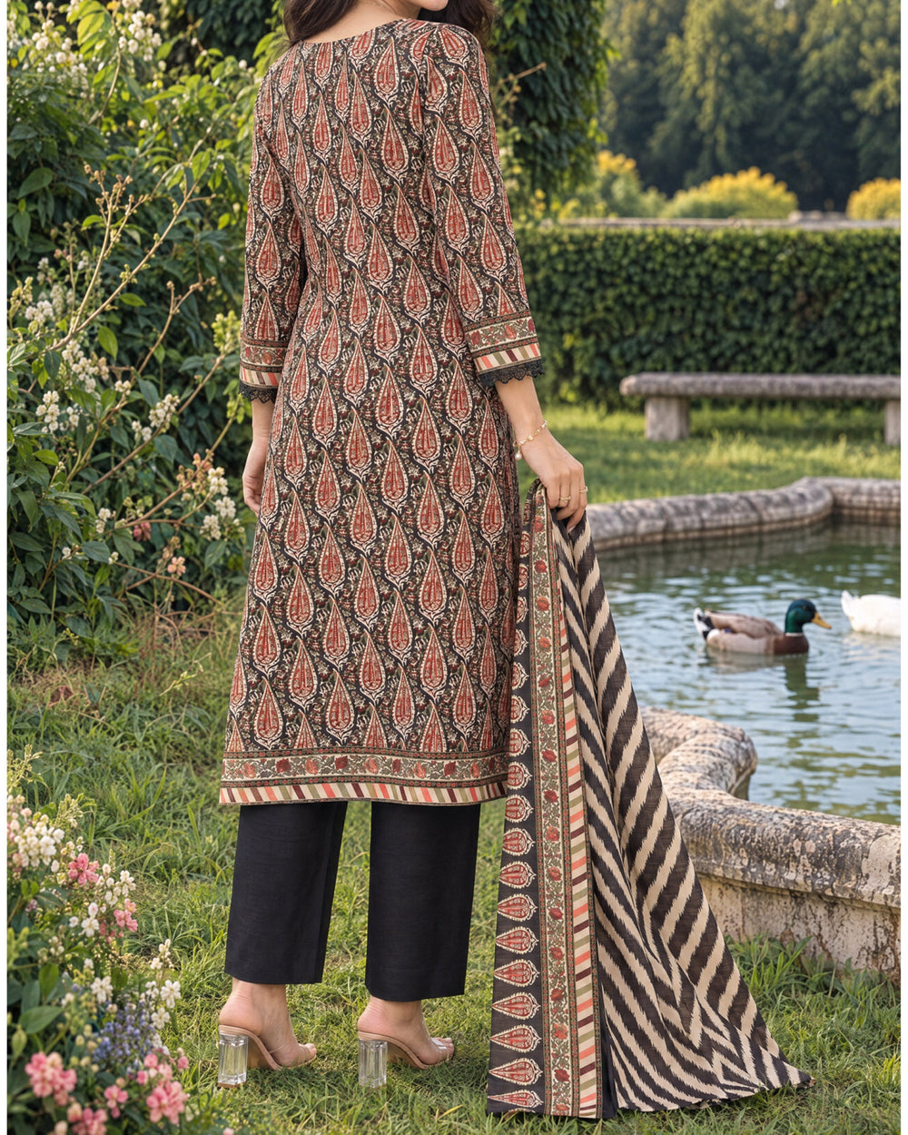 Zarineh Everyday Khaddar Printed Suit - 3 Pc