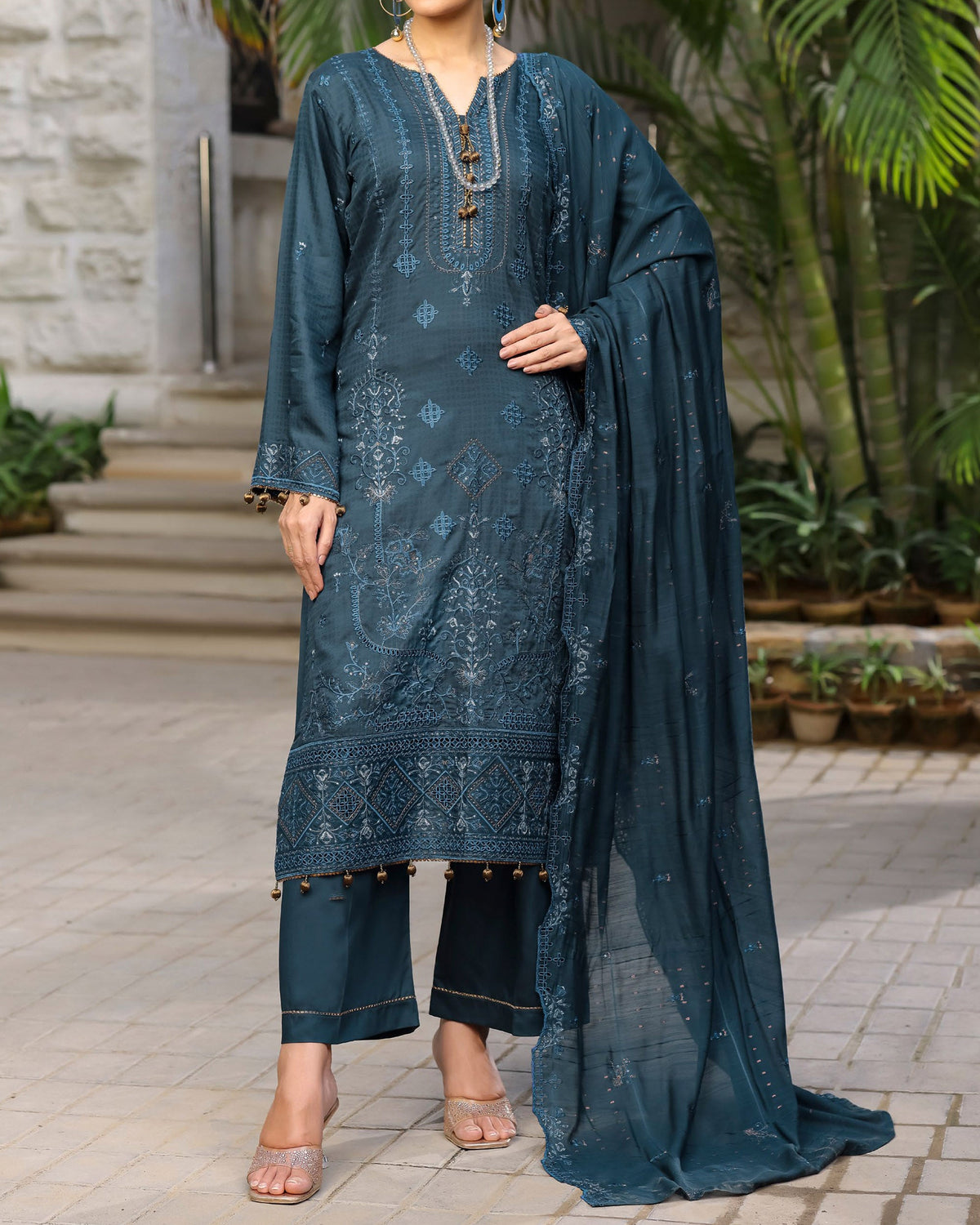 RA-Bin Hameed Tamin Viscose Fancy Embroidered Suit - 3 Pc