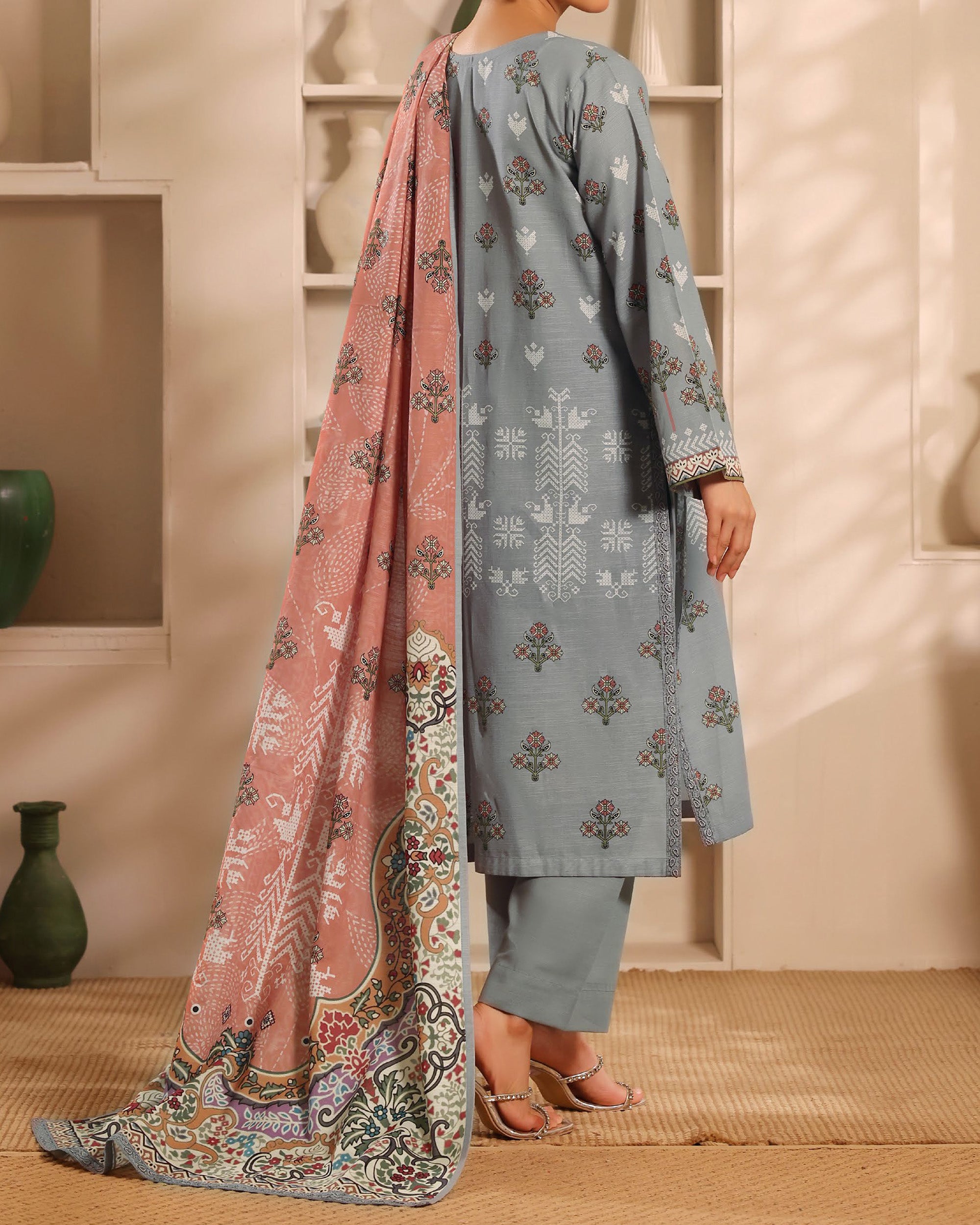 Zarineh Winter Muse Khaddar Printed Embroidered Suit - 3 Pc