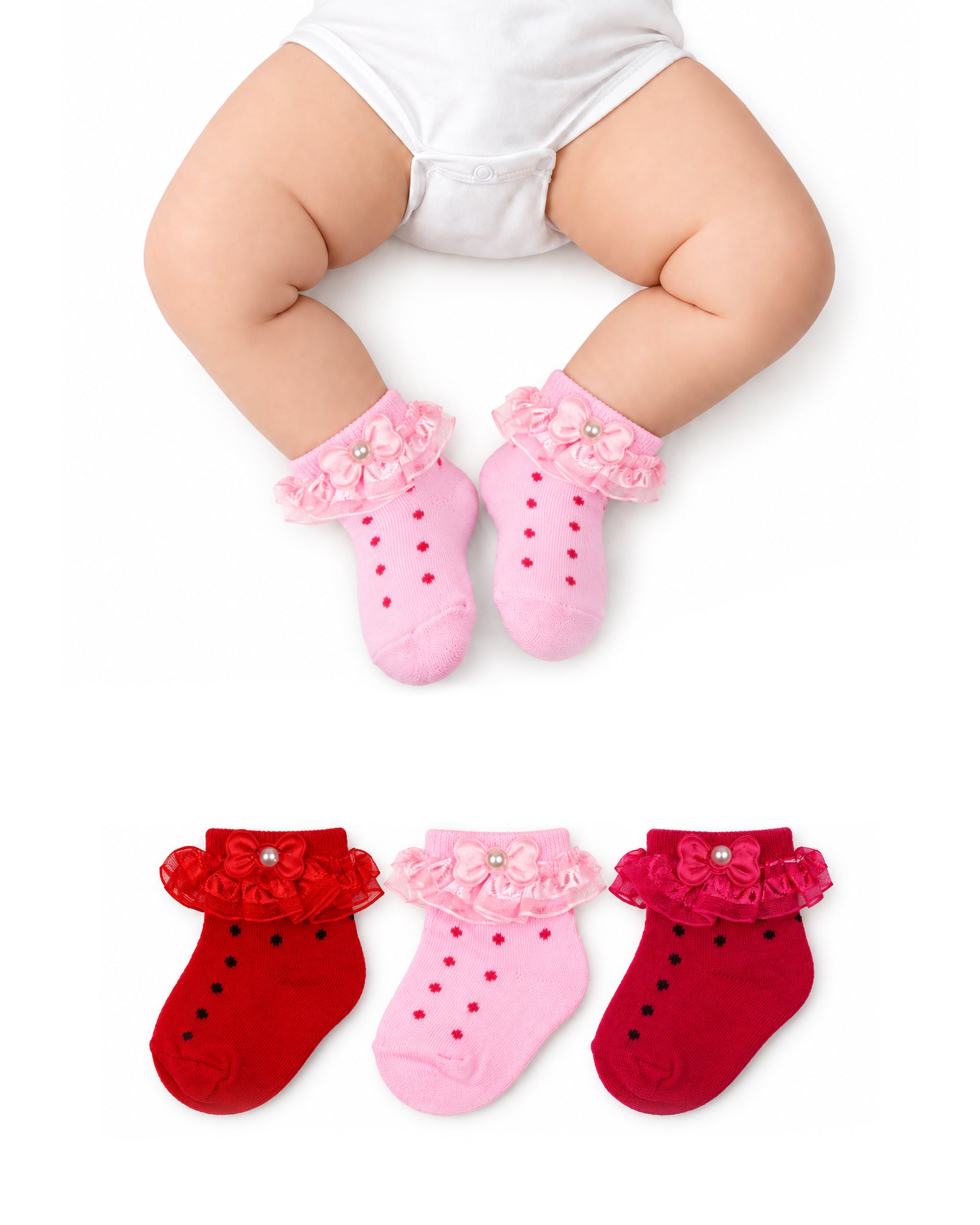 Newborn Frill Socks - 3 Pc
